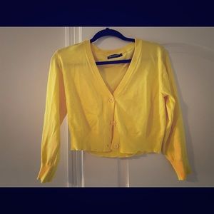 Lemon Yellow Crop Cardigan
